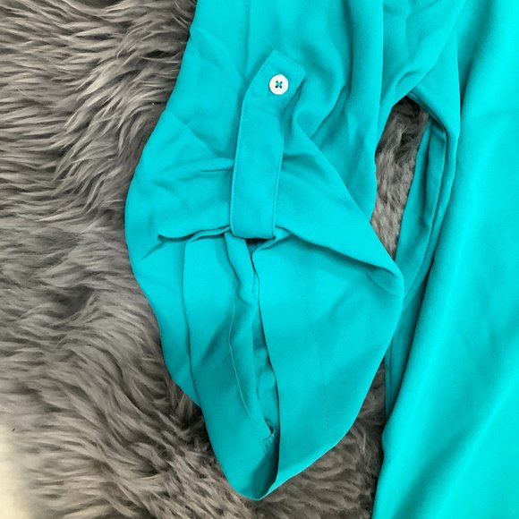 Cristina B | Women's 3/4 Sleeve Shirt | Teal - Picture 3 of 3